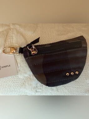 camo  Quilted Mini Key Pouch/ bag charm  with Gold Hardware
